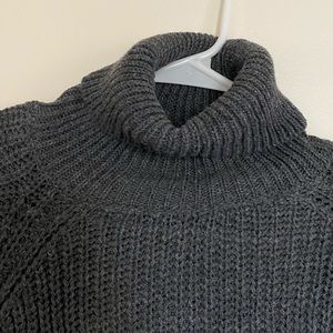 Long Sleeve Turtle Neck Gray Women Sweater